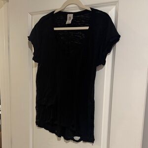 We The Free Black Short Sleeve V-Neck Tee